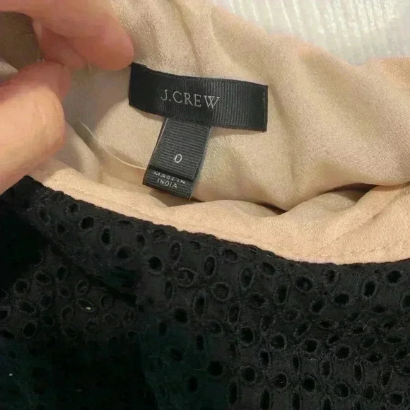 J. Crew Size 0 One Shoulder Eyelet Black Ruffle Top Style - Picture 6 of 10